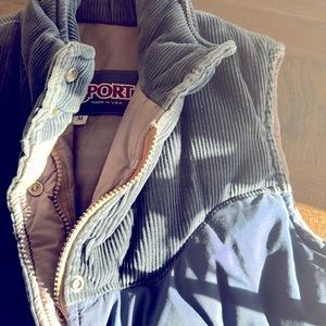 Jansport Vintage Corduroy Down Vest *Navy, Snap Up, 4 Pocket